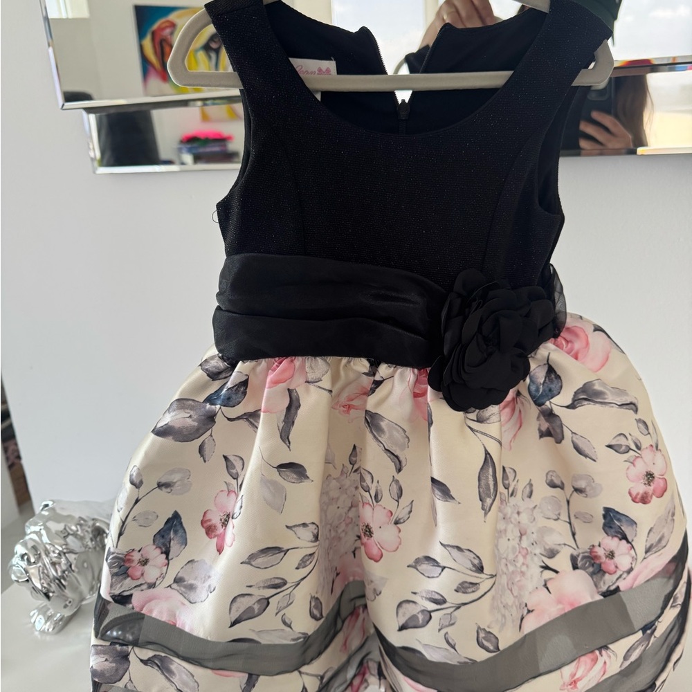 Bonnie Jean Floral Dress with Black